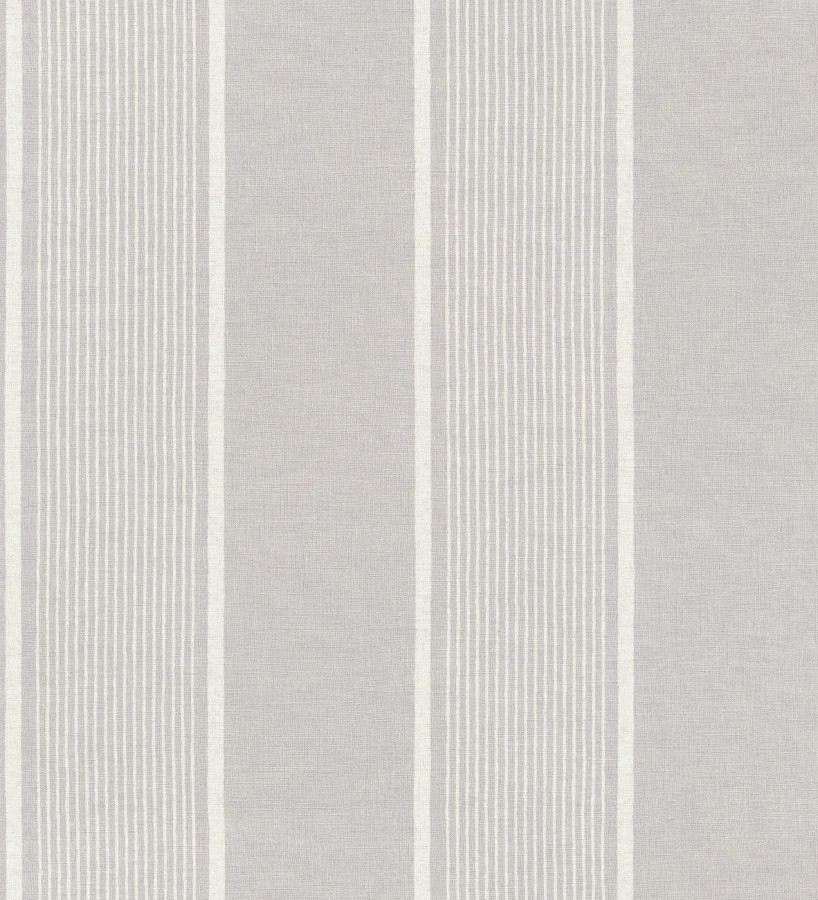 Papel pintado rayas lino gris y blanco natural estilo náutico  Lysander Trace 685105