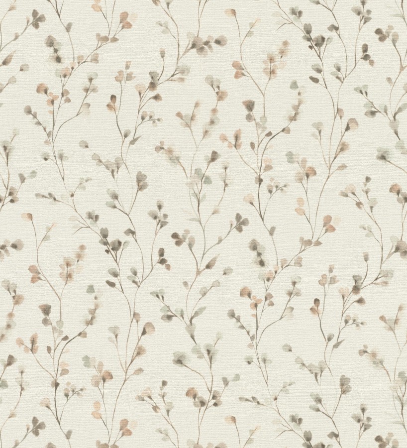Papel pintado efecto lienzo de flores multicolores texturizado  Amaris Sprig 685106