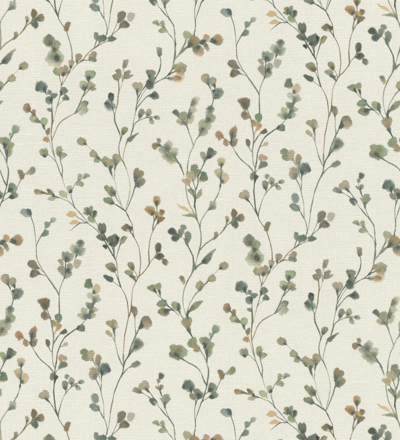 Papel pintado efecto lienzo de flores multicolores texturizado  Amaris Sprig 685107