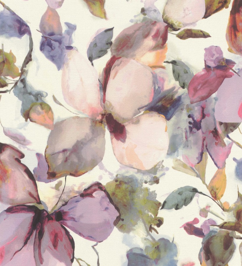 Papel pintado arte abstracto floral con acuarelas sobre lienzo texturado  Claude Watercolor 685112