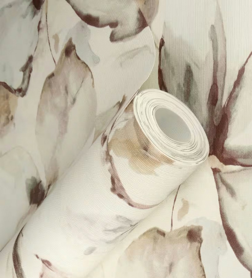 Papel pintado arte abstracto floral con acuarelas sobre lienzo texturado  Claude Watercolor 685113