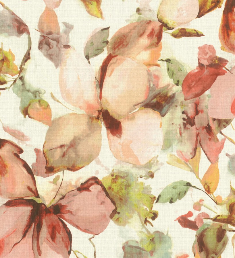 Papel pintado arte abstracto floral con acuarelas sobre lienzo texturado  Claude Watercolor 685114