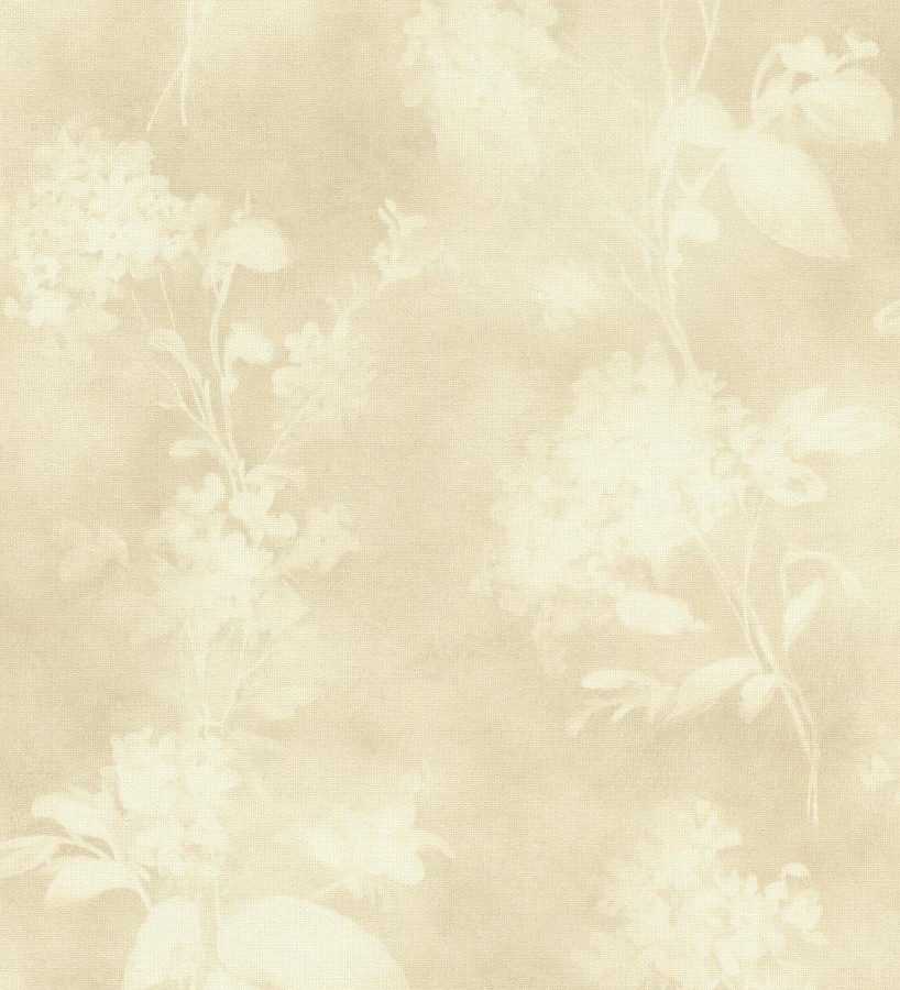 Papel pintado siluetas florales beige textura lienzo  Provence Romantic 685116