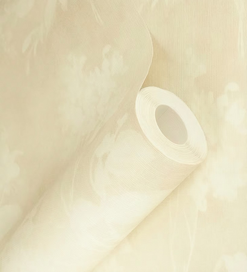 Papel pintado siluetas florales beige textura lienzo  Provence Romantic 685116