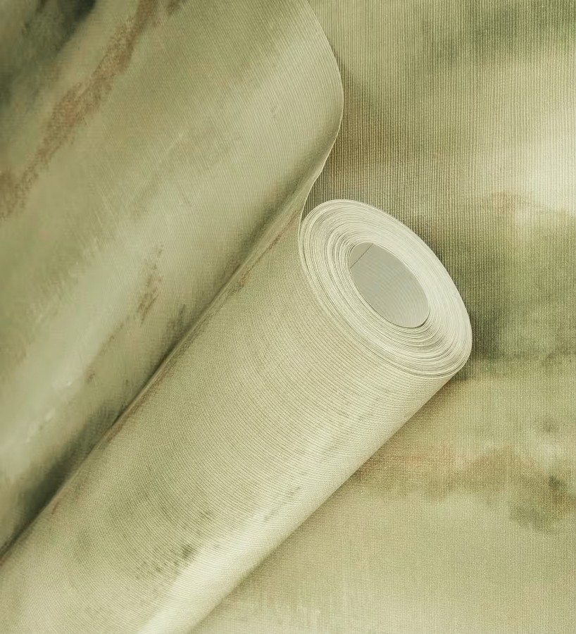 Papel pintado bruma tropical verde musgo textura lienzo  Brasilia Horizon 685118