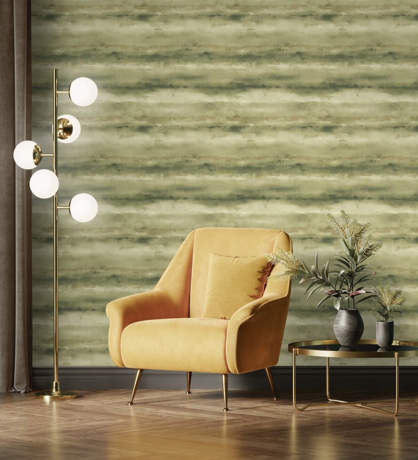 Papel pintado bruma tropical verde musgo textura lienzo  Brasilia Horizon 685118