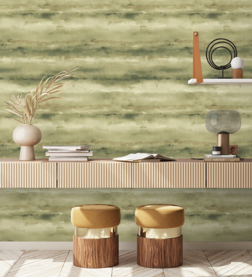 Papel pintado bruma tropical verde musgo textura lienzo  Brasilia Horizon 685118