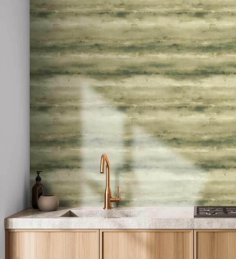 Papel pintado bruma tropical verde musgo textura lienzo  Brasilia Horizon 685118