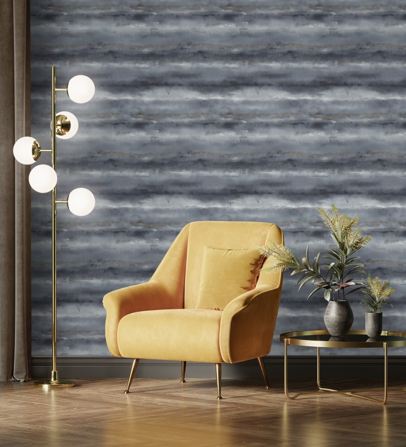 Papel pintado bruma tropical azul pizarra textura lienzo  Brasilia Horizon 685119
