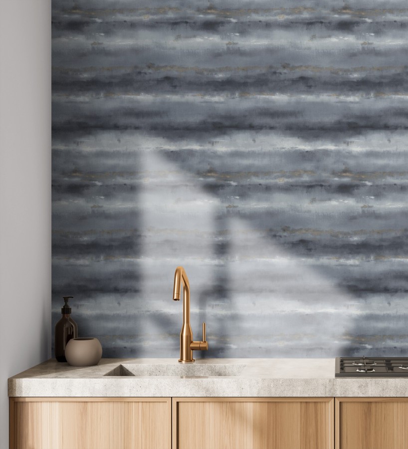 Papel pintado bruma tropical azul pizarra textura lienzo  Brasilia Horizon 685119