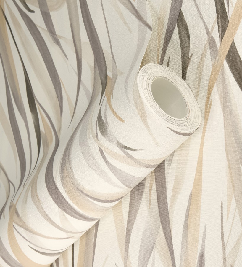 Papel pintado algas marinas acuarela beige y gris visón  Carolina Bay 685126