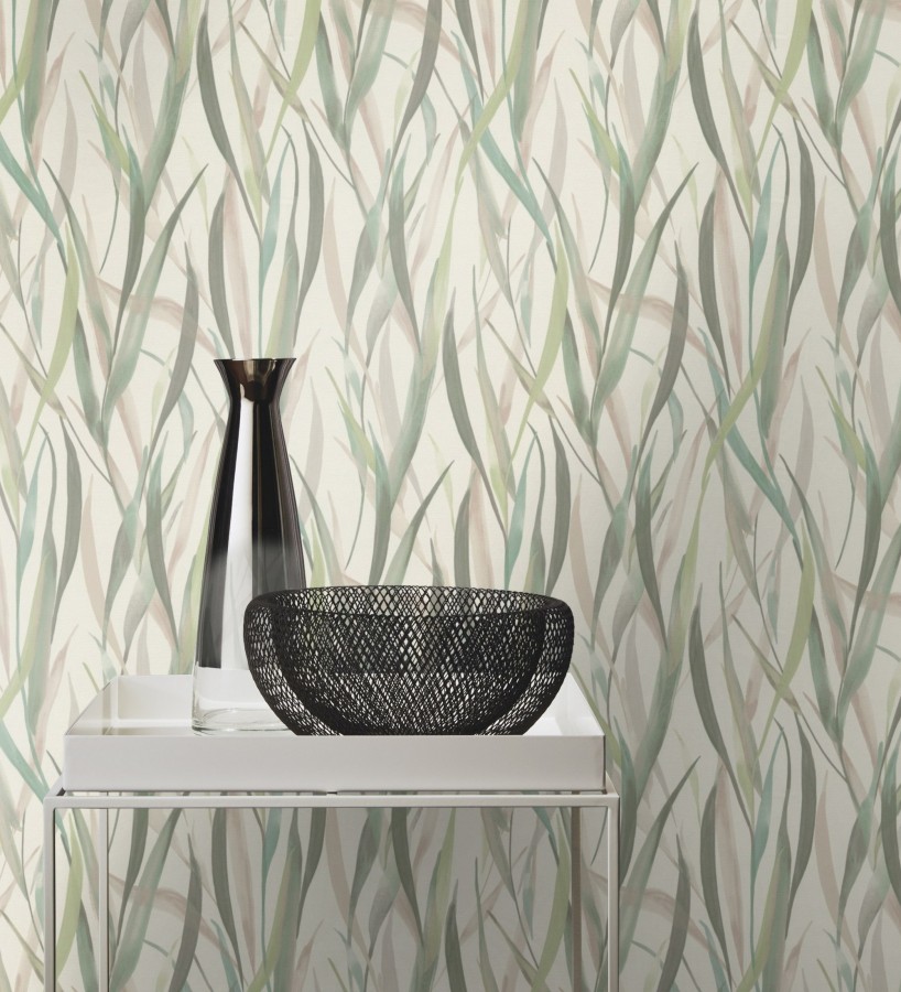 Papel pintado algas marinas acuarela tonos verdes  Carolina Bay 685127