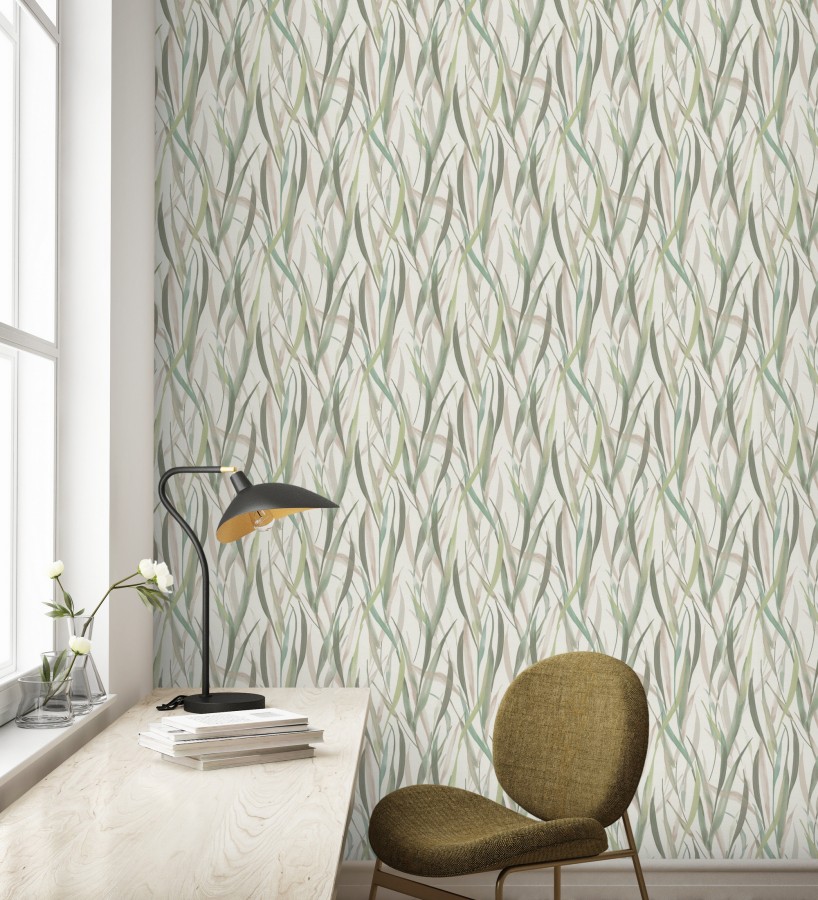 Papel pintado algas marinas acuarela tonos verdes  Carolina Bay 685127
