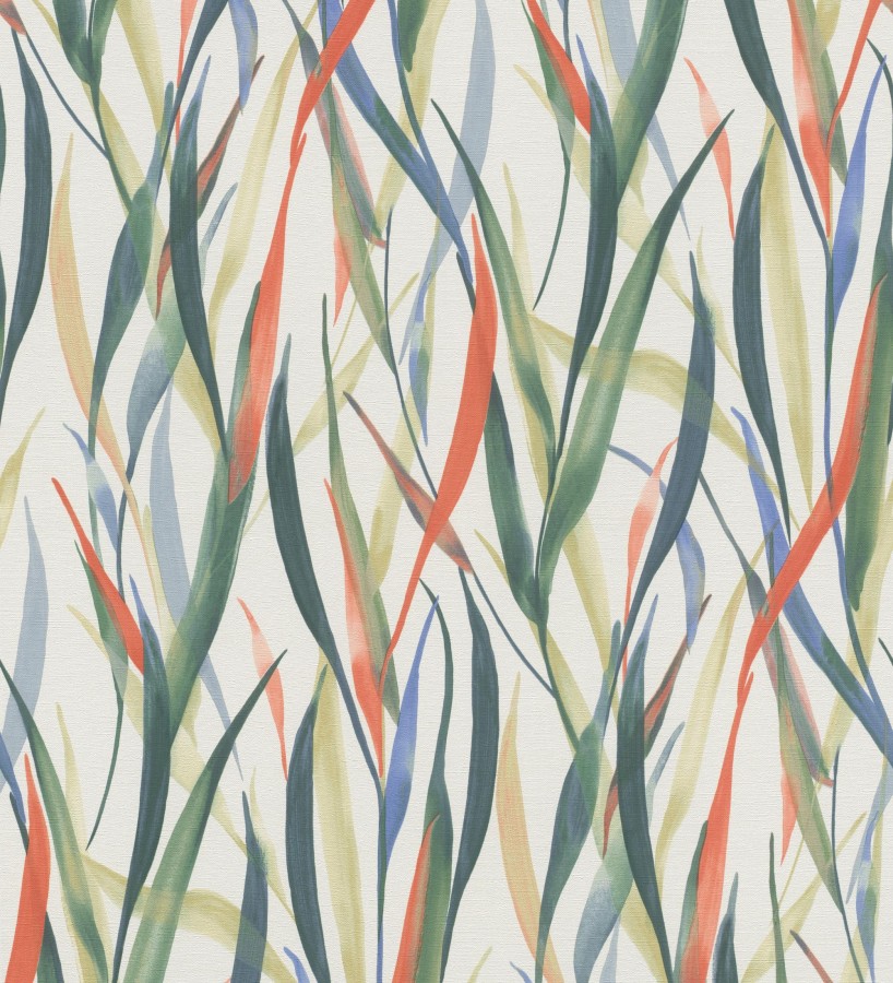 Papel pintado algas marinas acuarela azul verde y naranja  Carolina Bay 685128