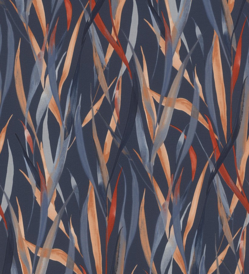 Papel pintado algas marinas acuarela tonos azul ocre y rojo  Carolina Bay 685129