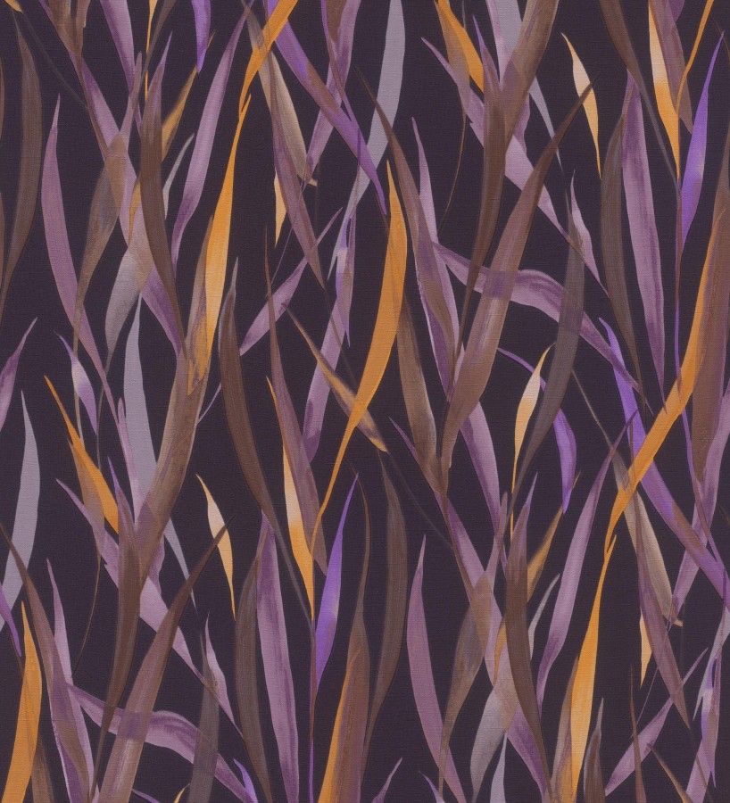 Papel pintado algas marinas acuarela tonos violetas y amarillo mostaza  Carolina Bay 685130