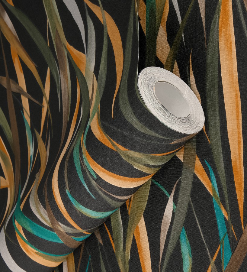 Papel pintado algas marinas acuarela tonos verdes mostaza y turquesa  Carolina Bay 685131