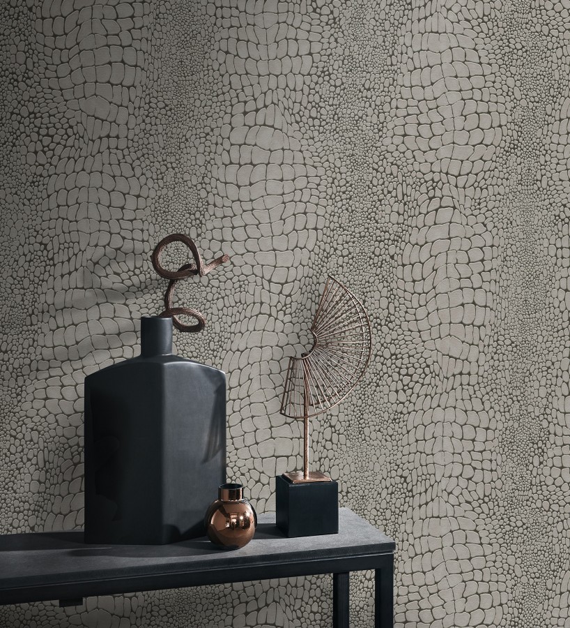 Papel pintado piel cocodrilo visón con relieve estilo animal print  Orinoco Reptilian 685140