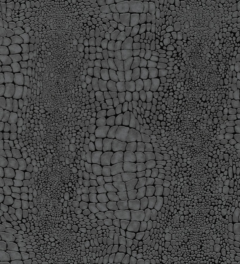 Papel pintado piel cocodrilo negro con relieve estilo animal print  Orinoco Reptilian 685142