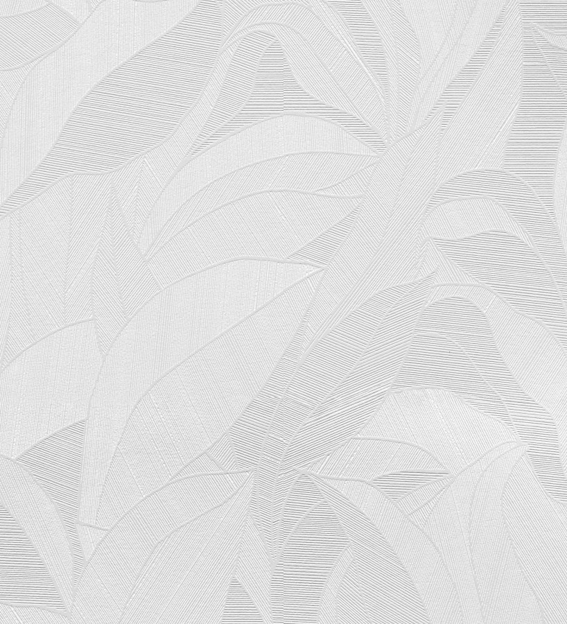 Papel pintado de hojas minimalistas con relieve color blanco  Ancona Rib 685143