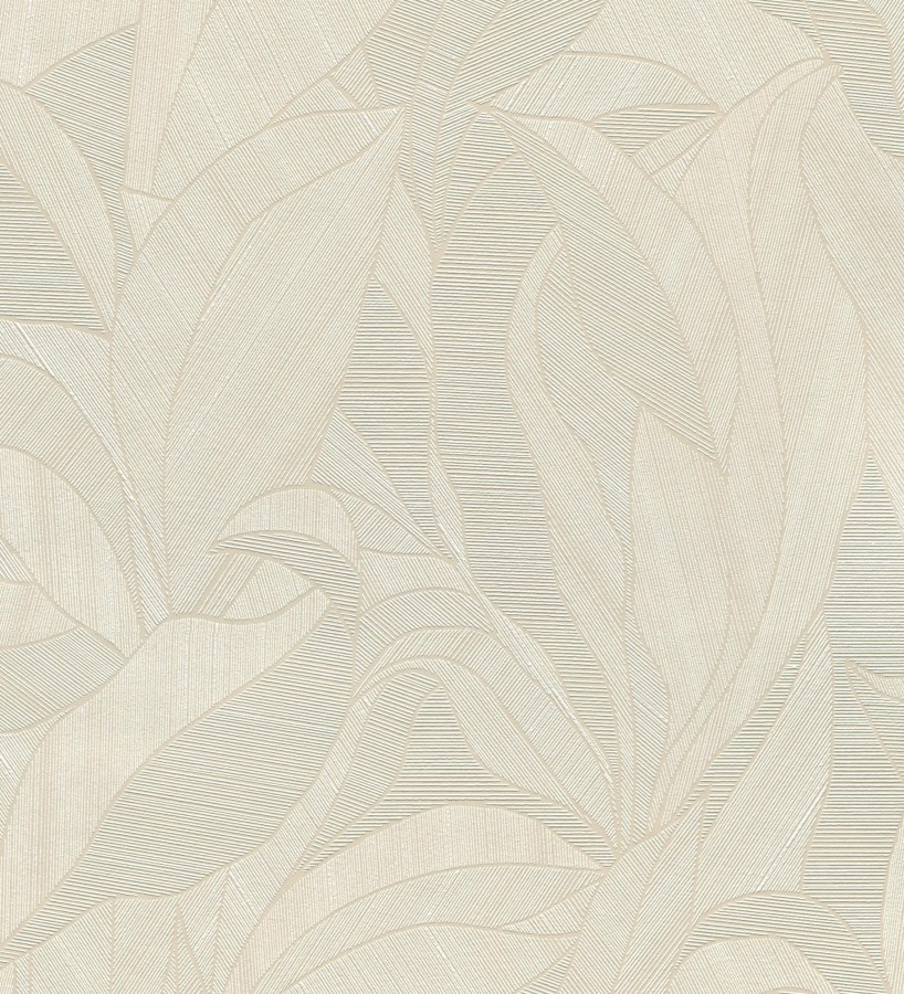 Papel pintado de hojas minimalistas con relieve color beige  Ancona Rib 685144