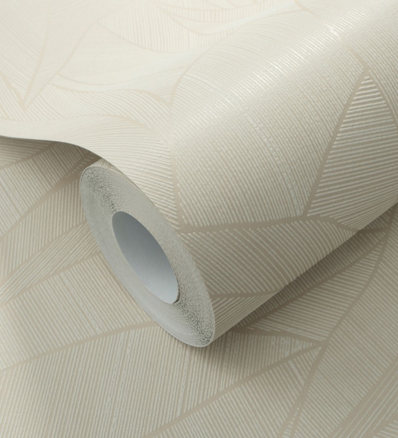 Papel pintado de hojas minimalistas con relieve color beige  Ancona Rib 685144