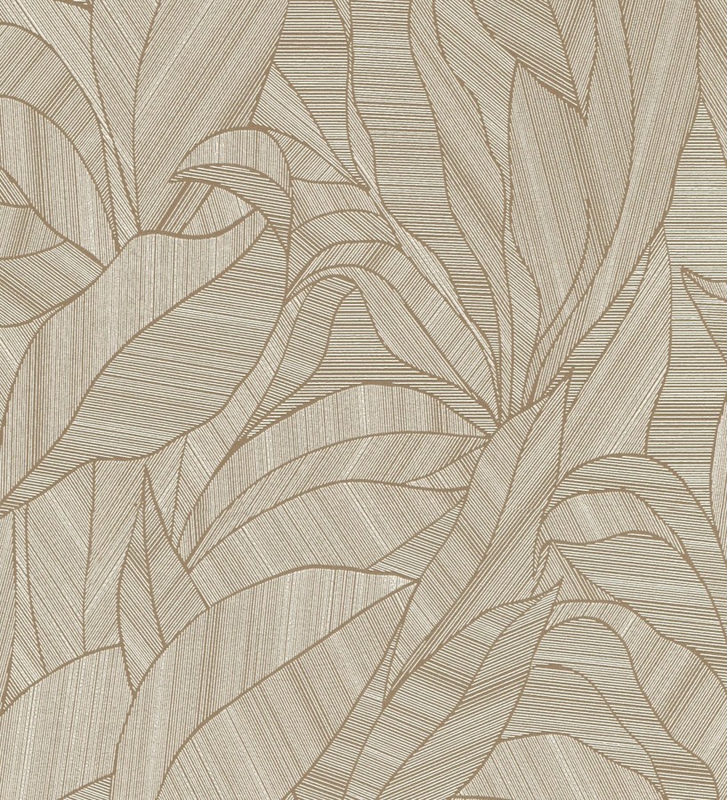 Papel pintado de hojas minimalistas con relieve color marrón  Ancona Rib 685146