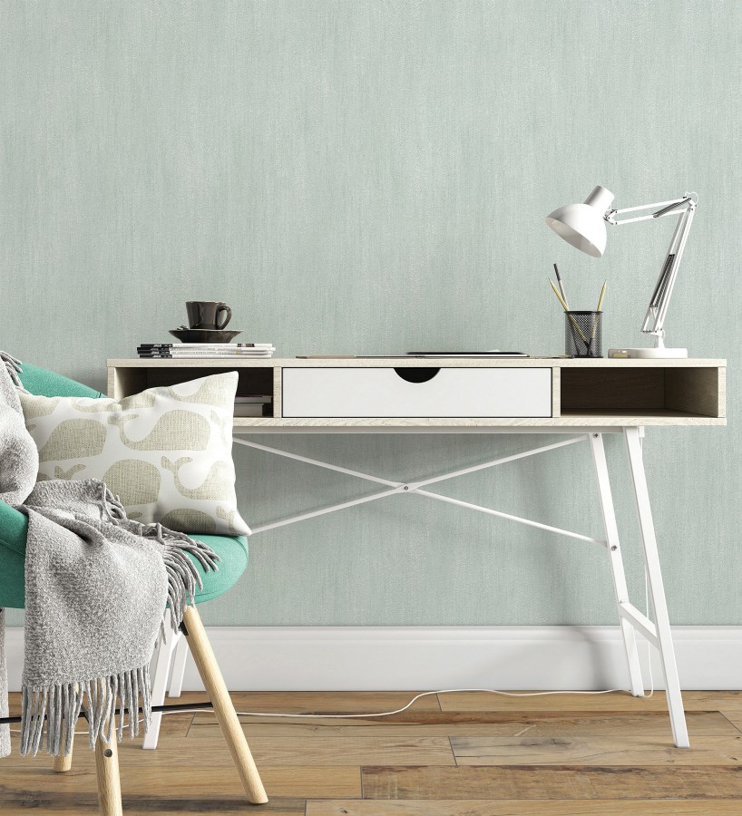 Papel pintado estuco cal efecto arenoso verde agua  Stucco Denim 685155