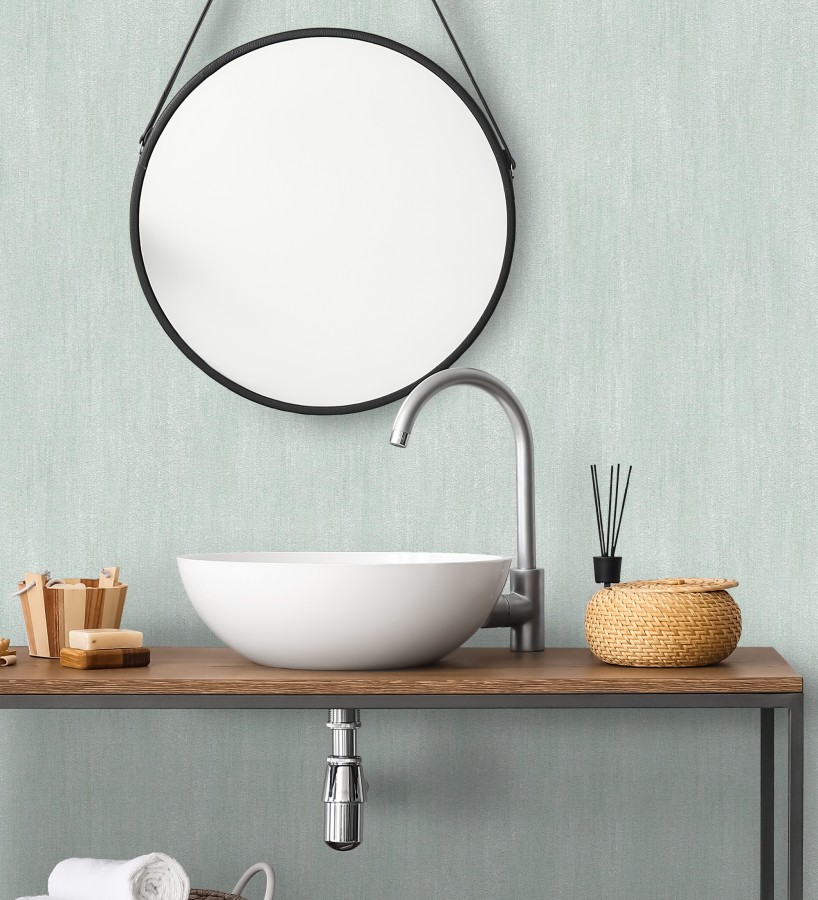 Papel pintado estuco cal efecto arenoso verde agua  Stucco Denim 685155