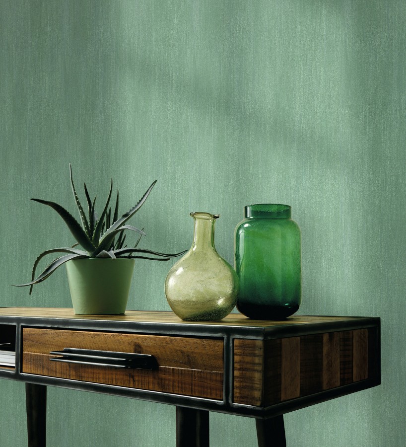 Papel pintado estuco cal efecto arenoso verde esmeralda  Stucco Denim 685156