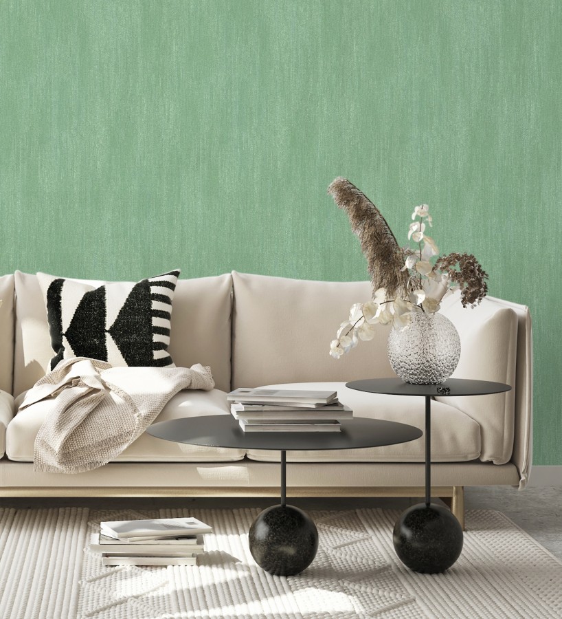 Papel pintado estuco cal efecto arenoso verde esmeralda  Stucco Denim 685156