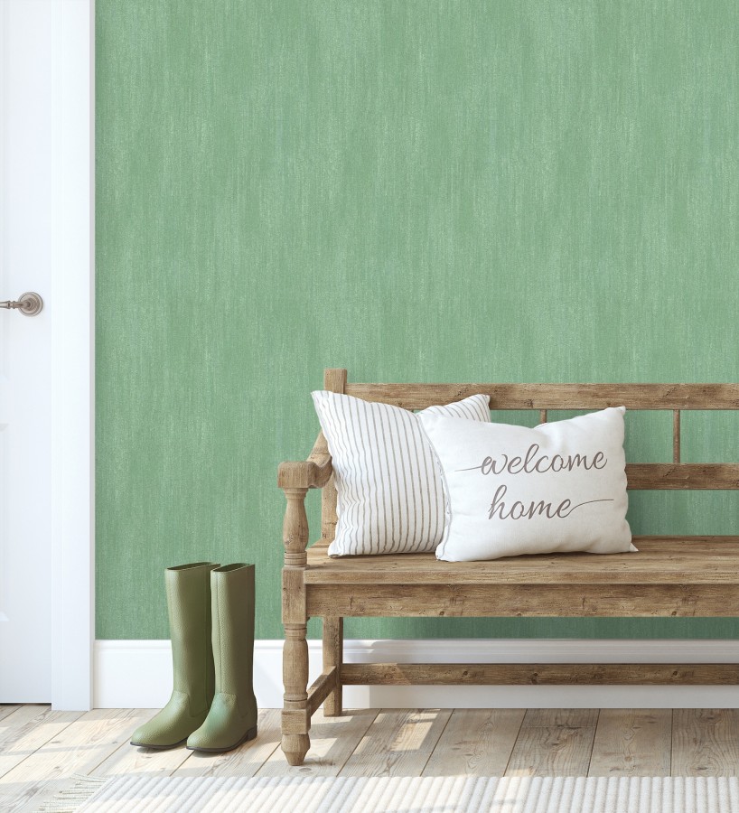 Papel pintado estuco cal efecto arenoso verde esmeralda  Stucco Denim 685156