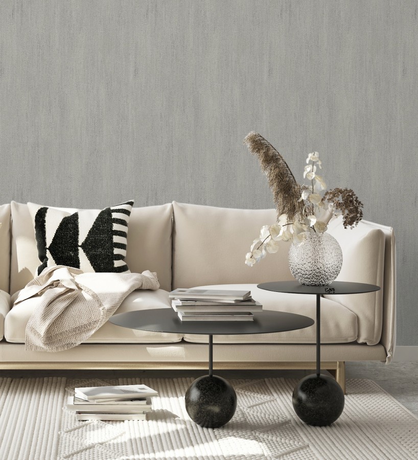 Papel pintado estuco cal efecto arenoso gris zinc  Stucco Denim 685157