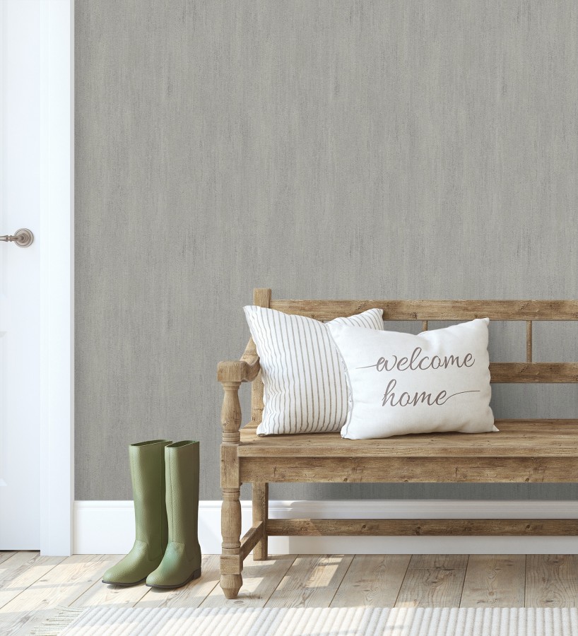 Papel pintado estuco cal efecto arenoso gris zinc  Stucco Denim 685157
