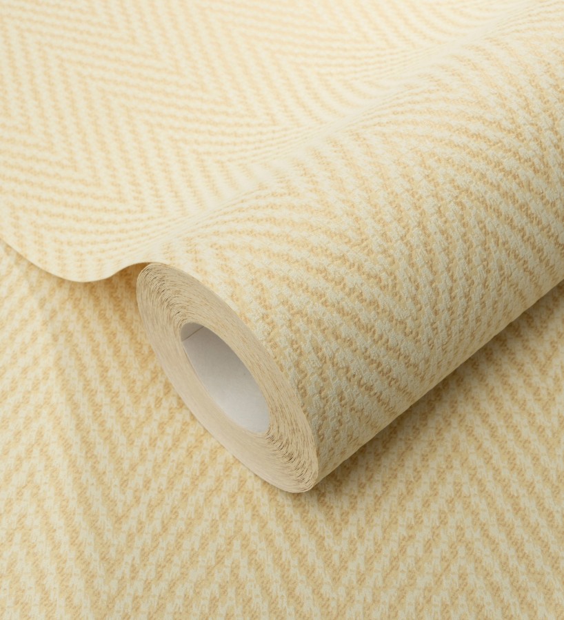 Papel pintado de espiga en relieve amarillo mostaza repintable  Arles Chevroned 685159