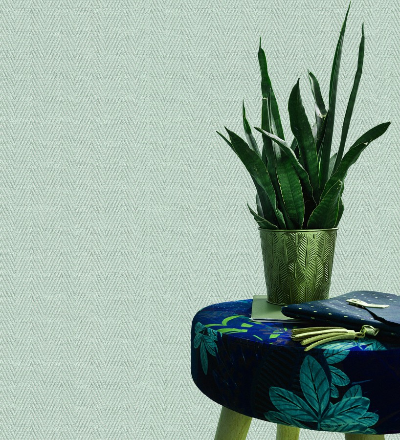 Papel pintado de espiga en relieve verde salvia repintable  Arles Chevroned 685160