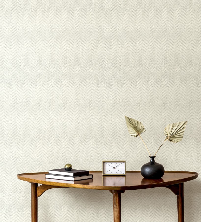 Papel pintado de espiga en relieve beige claro repintable  Arles Chevroned 685161