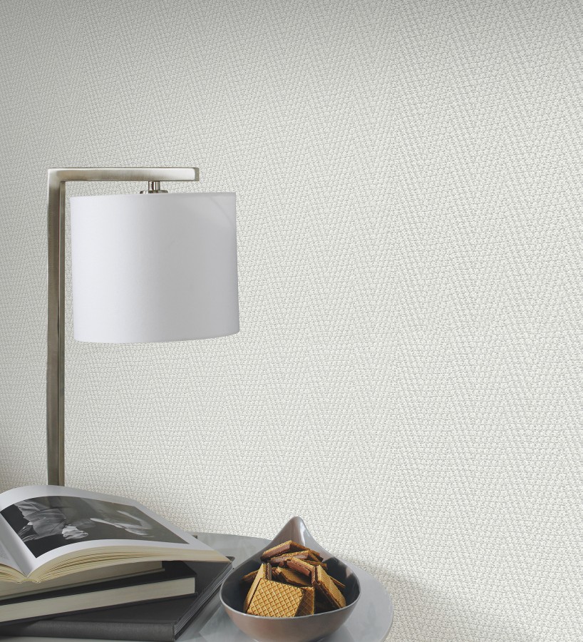 Papel pintado de espiga en relieve gris perla repintable  Arles Chevroned 685162
