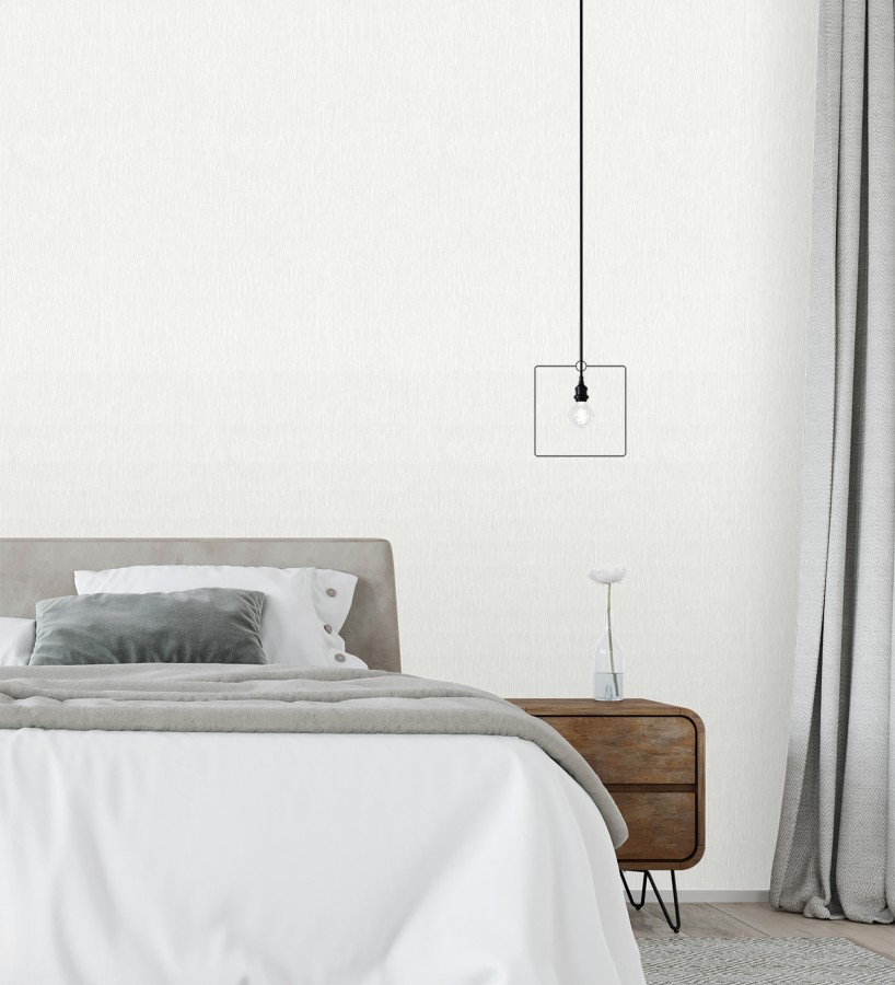 Papel pintado efecto metal blanco cepillado nácar en relieve  Essen Brushed 685163