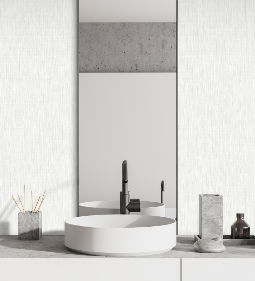Papel pintado efecto metal blanco cepillado nácar en relieve  Essen Brushed 685163