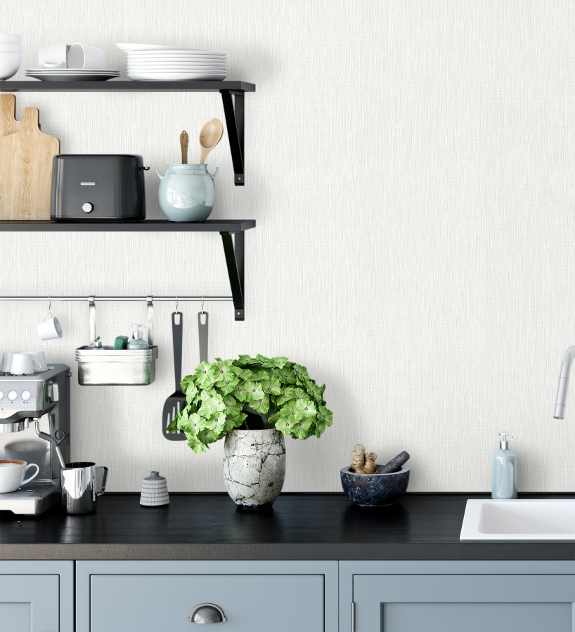 Papel pintado efecto metal blanco cepillado nácar en relieve  Essen Brushed 685163