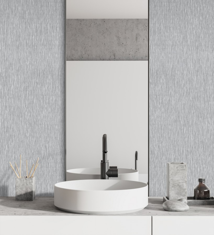 Papel pintado efecto aluminio cepillado gris en relieve  Essen Brushed 685164