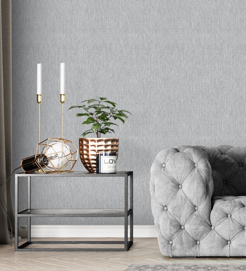 Papel pintado efecto aluminio cepillado gris en relieve  Essen Brushed 685164