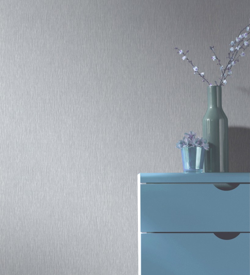 Papel pintado efecto aluminio cepillado gris en relieve  Essen Brushed 685164