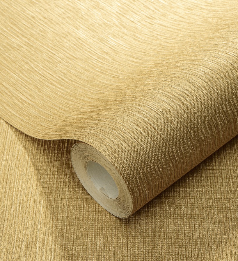 Papel pintado efecto metalizado en oro cepillado en relieve  Essen Brushed 685166