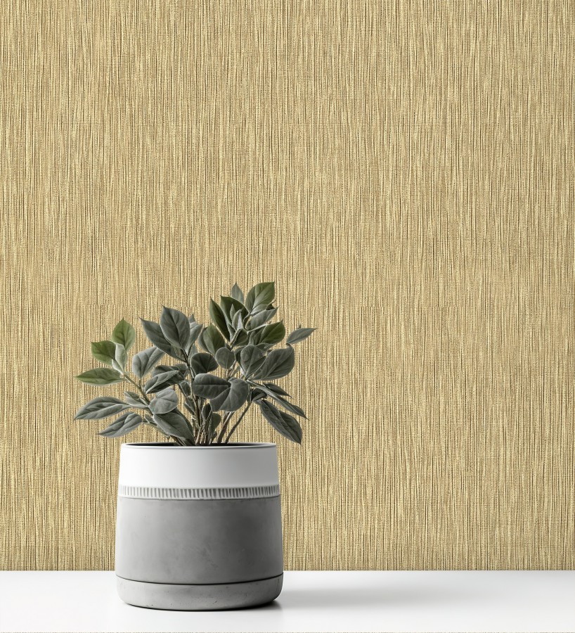 Papel pintado efecto metalizado en oro cepillado en relieve  Essen Brushed 685166