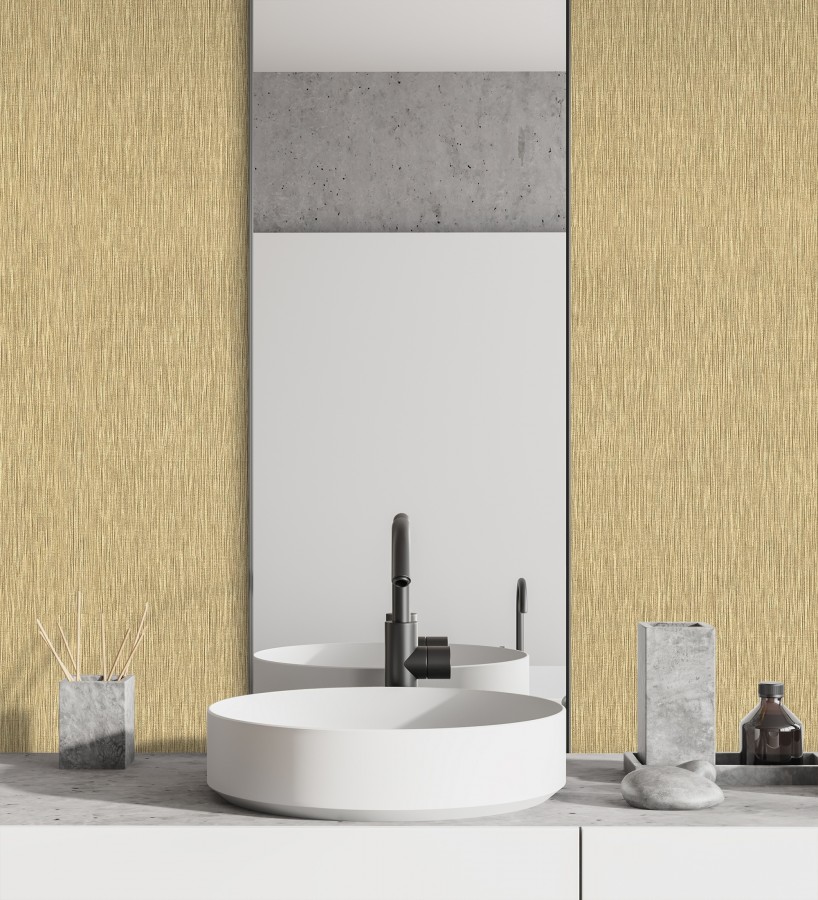 Papel pintado efecto metalizado en oro cepillado en relieve  Essen Brushed 685166
