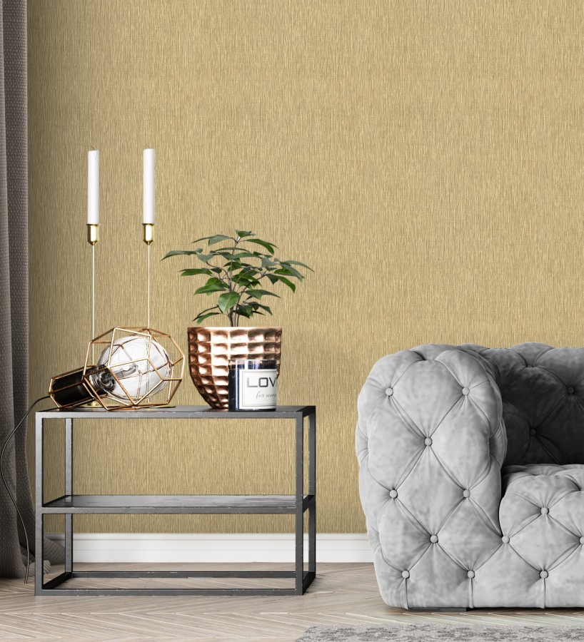Papel pintado efecto metalizado en oro cepillado en relieve  Essen Brushed 685166