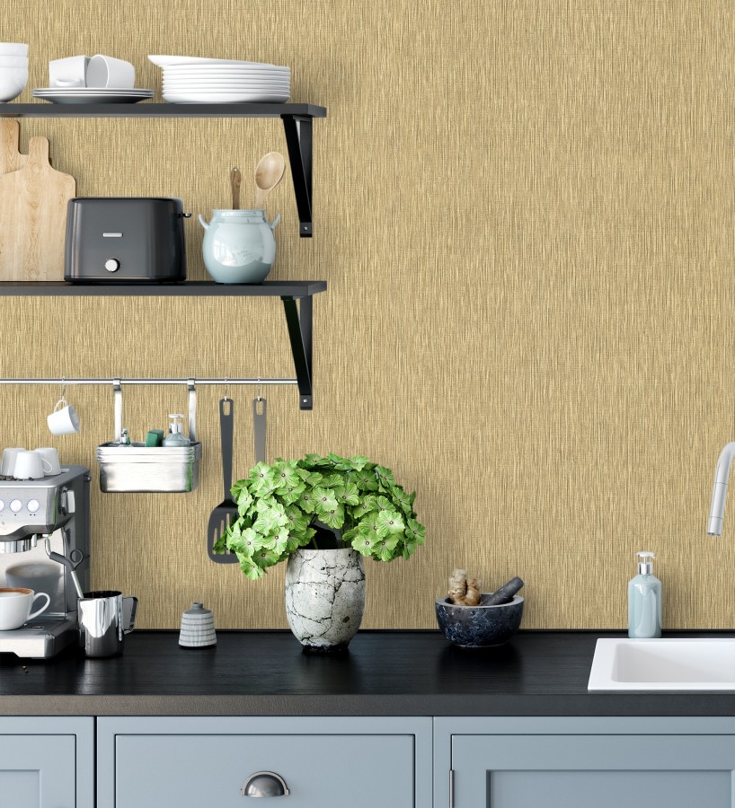 Papel pintado efecto metalizado en oro cepillado en relieve  Essen Brushed 685166