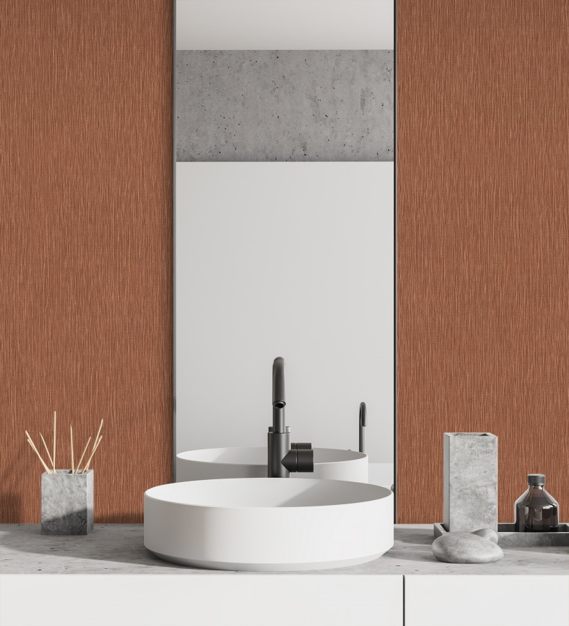 Papel pintado efecto metalizado cobre cepillado en relieve  Essen Brushed 685167